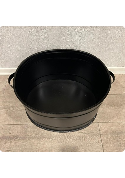 Oval Metal Odun Kovası | Siyah