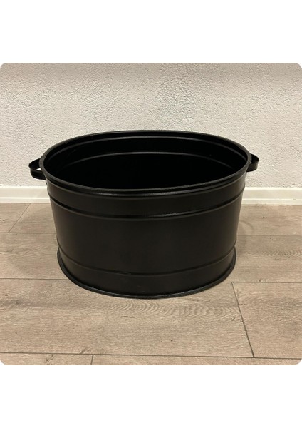 Oval Metal Odun Kovası | Siyah