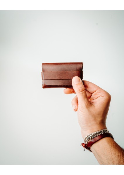 El Yapımı Minimalist Gerçek Deri Cüzdan