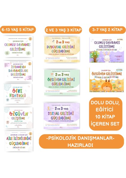 10 KİTAP İÇEREN ÇOCUKLAR İÇİN EĞİTİCİ ETKİNLİK SETİ