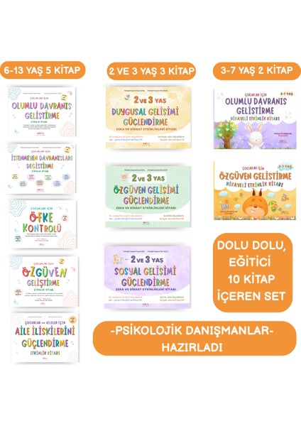 10 KİTAP İÇEREN ÇOCUKLAR İÇİN EĞİTİCİ ETKİNLİK SETİ