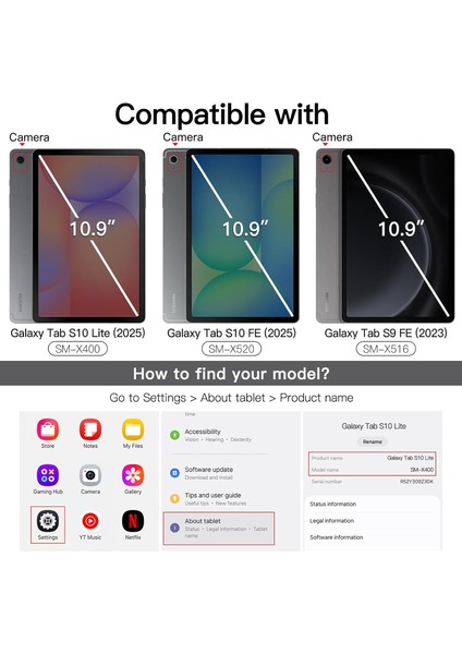 Samsung Galaxy Tab S9 Fe/S10 Fe /S10 Lite 10.9 Kılıf Kalem Bölmeli Trifolding Yatay Dikey Standlı Case SM-X510 SM-X520 X400 fiyatları