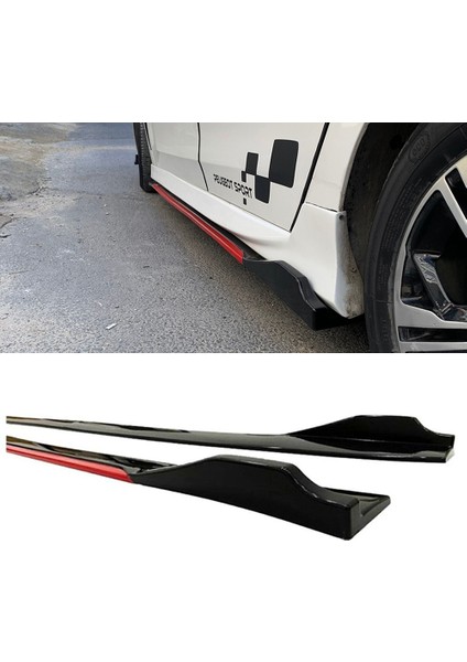 Seat Leon 2012-2020 Kırmızı Şeritli Renkli Yan Marşpiyel 2 Adet Piona Black