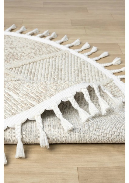 Krem Bej Yuvarlak Dokuma Halı Yolluk Antre Oturma Odası Salon Mutfak Halısı Yuvarlak indirimleri