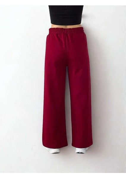 Double Face Bol Paça Bayan Eşofman Bordo Renk fırsatları