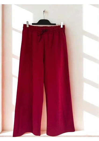 Double Face Bol Paça Bayan Eşofman Bordo Renk indirimleri