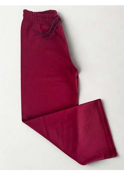 Double Face Bol Paça Bayan Eşofman Bordo Renk