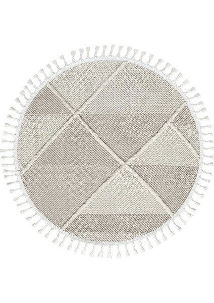 Bej Krem Dokuma Yuvarlak Halı Yolluk Antre Oturma Odası Salon Mutfak Çocuk Odası Halısı Yuvarlak