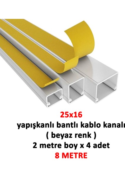 25X16 Yapışkanlı Kablo Kanalı 4 Boy 8 Metre fiyatları