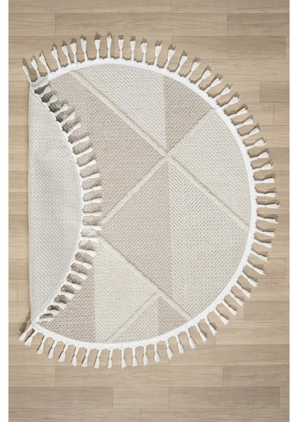 Bej Krem Dokuma Yuvarlak Halı Yolluk Antre Oturma Odası Salon Mutfak Çocuk Odası Halısı Yuvarlak fiyatları