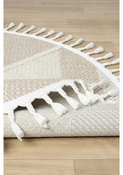 Bej Krem Dokuma Yuvarlak Halı Yolluk Antre Oturma Odası Salon Mutfak Çocuk Odası Halısı Yuvarlak indirimleri