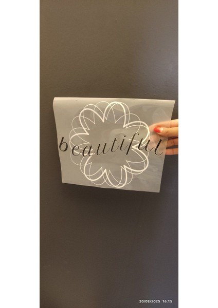 Ütü Ile Yapışan Beyaz Çiçek Transfer Baskı Arma 25X20 cm