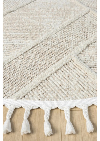 Krem Bej Yuvarlak Dokuma Halı Yolluk Antre Oturma Odası Salon Mutfak Halısı Yuvarlak fırsatları