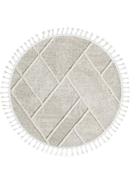 Krem Bej Yuvarlak Dokuma Halı Yolluk Antre Oturma Odası Salon Mutfak Halısı Yuvarlak