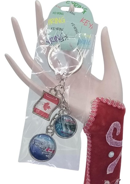 Kanada Üçlü Epoksi Metal Çift Taraflı Damla Anahtarlık Canada fiyatları