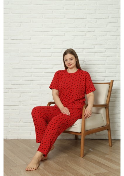 Pamuklu Battal Kısa Kol Kadın Pijama Takımı fırsatları