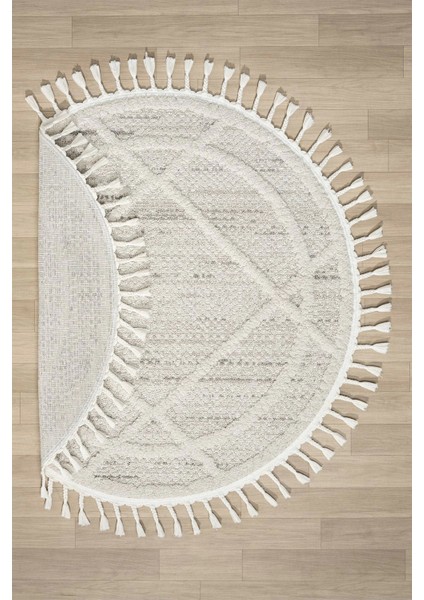 Krem Gri Yuvarlak Halı Püsküllü Dokuma Halı Yolluk Antre Oturma Odası Salon Mutfak Halısı Yuvarlak fiyatları
