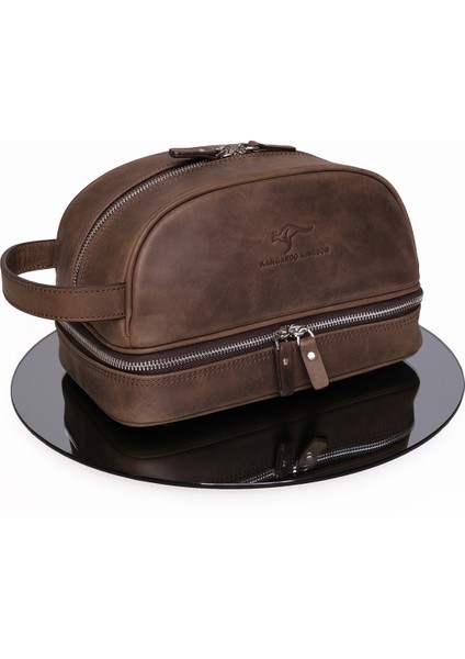 Kangaroo Kıngdom Seyahat Organizatörü Portföy El Çantası Hakiki Deri Crazy Horse Camel 6577-ZKC