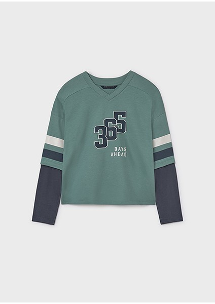 Yeşil Erkek Çocuk Duble Kol Tişört 7004 fiyatları