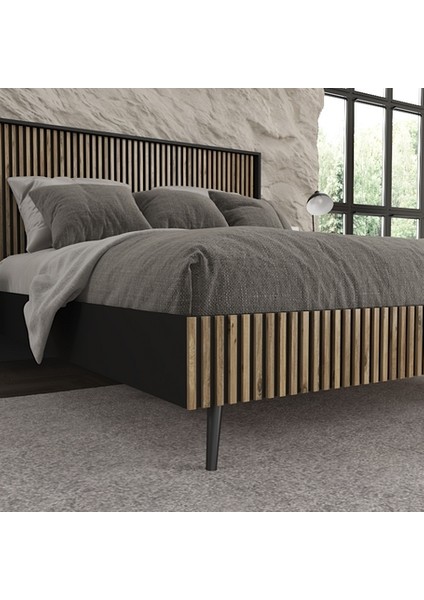 Hunerika Samba Zebra Desen Çift Kişilik Premium Karyola- Minifiks - Siyah/atlantik Çam modelleri