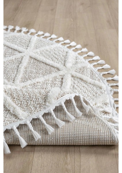 Beyaz Bej Yumuşak Yuvarlak Yıkanabilir Dokuma Halı Çocuk Odası Oturma Odası Salon Halısı Yuvarlak indirimleri