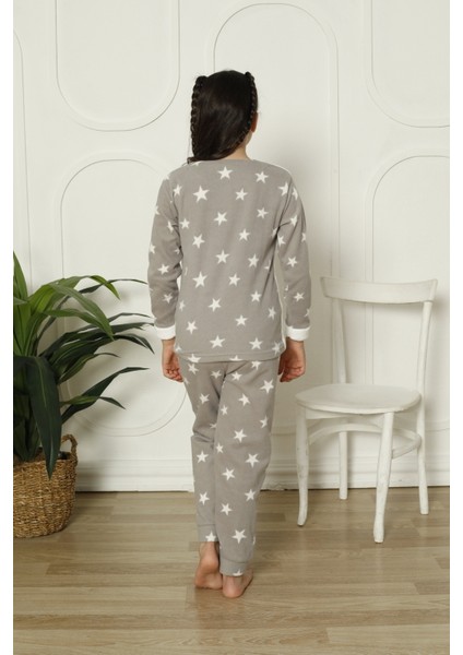 Kız Çocuk Beyaz Peluş Alt Yıldızlı Yumoş Kışık Sıcak Tutan Kumaş Pijama Takımı modelleri