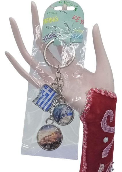 Yunanistan Üçlü Epoksi Metal Çift Taraflı Damla Anahtarlık Greece fiyatları