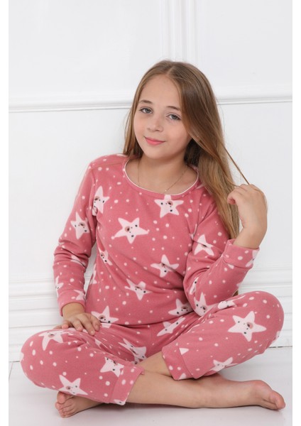 Yıldız Desenli Kız Çocuk Pijama Takım Kışlık Yumuşacık Polar Sıcak Tutan Kumaş fiyatları