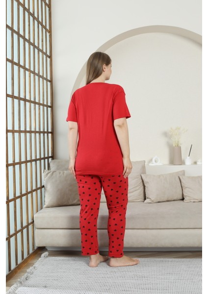 Büyük Beden Kadın Pamuklu Geniş Pijama Takımı Alt Baskılı fiyatları
