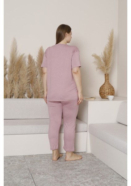 Büyük Beden Likralı Ring Viskon Kısa Kol Yazlık Pijama Takım indirimleri