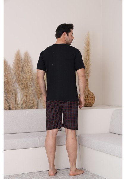 Erkek Rahat Pamuklu Yazlık Penye Siyah Alt Ekoseli Kaprili Pijama Takım Yeni Ürün fiyatları