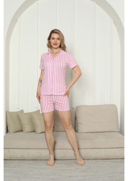 Yeni Sezon Kısa Kol Düğmeli Şortlu Yazlık Kadın Pijama Takımı fiyatları