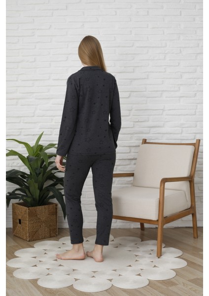 Uzunkol Düğmeli Penye Pijama Takımı Kalpli fiyatları