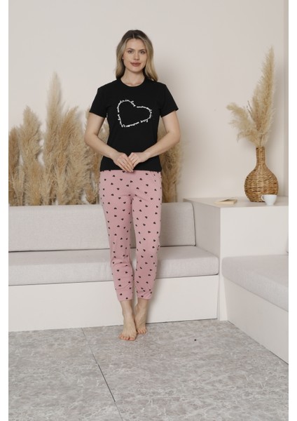 Yazlık Kalp Desenli Kısa Kol Kadın Pijama Takım fiyatları
