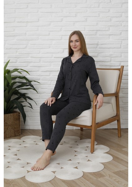 Kadın Uzun Kol Düğmeli Mevsimlik Penye Pijama Takım fırsatları