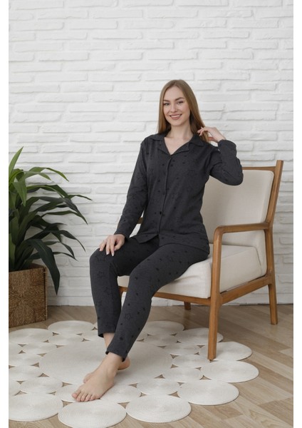 Kadın Uzun Kol Düğmeli Mevsimlik Penye Pijama Takım indirimleri