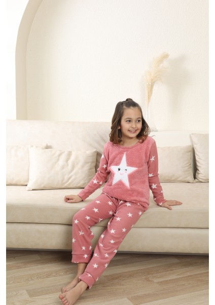 Kışlık Polar Yıldızlı Çocuk Pijama Takım modelleri