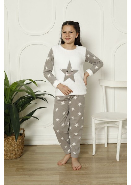 Kışlık Polar Yıldızlı Çocuk Pijama Takım
