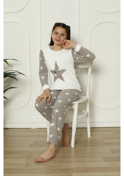 Kışlık Polar Yıldızlı Çocuk Pijama Takım
