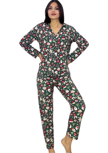Yılbaşı Düğmeli Kışlık Pijama Takım modelleri