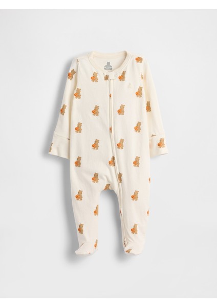 Bebek Kahverengi First Favorites Organik Pamuklu Ayaklı Tek Parça