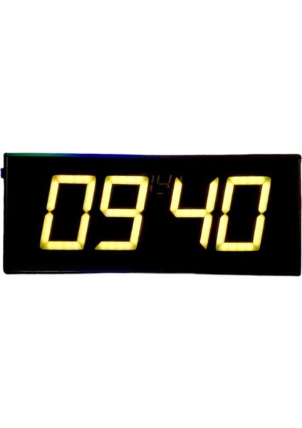 Wifi Senkronize Dijital LED Duvar ve Masa Saat Derece – Otomatik Internet Saat Ayarlı, Sarı Led, 16X40 cm