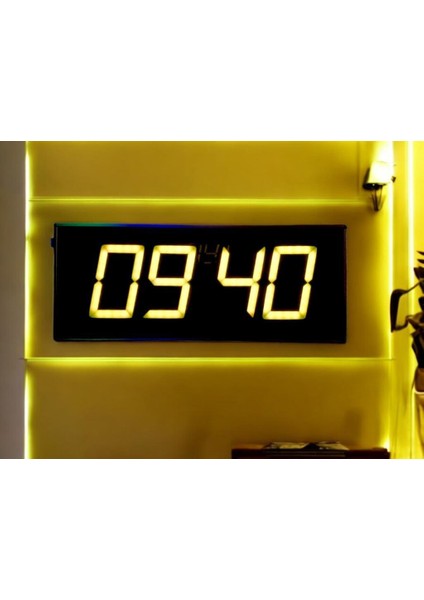Wifi Senkronize Dijital LED Duvar ve Masa Saat Derece – Otomatik Internet Saat Ayarlı, Sarı Led, 16X40 cm fiyatları