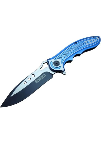 Lanmark T60B Kamp Çakı 20 cm - Mavi Sap, Otomatik, Kemerlikli