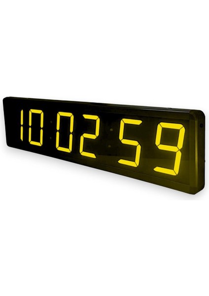 Wifi Senkronize Saniyeli Dijital LED Duvar ve Masa Saat Derece – Otomatik Internet Saat Ayarlı, Sarı Led, 15X50 cm