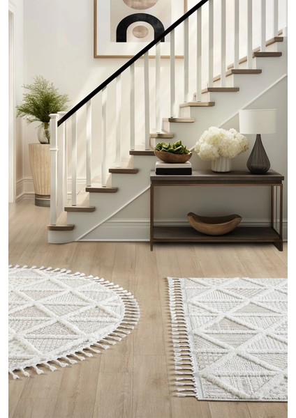 Beyaz Bej Yumuşak Yuvarlak Yıkanabilir Dokuma Halı Çocuk Odası Oturma Odası Salon Halısı Yuvarlak fırsatları