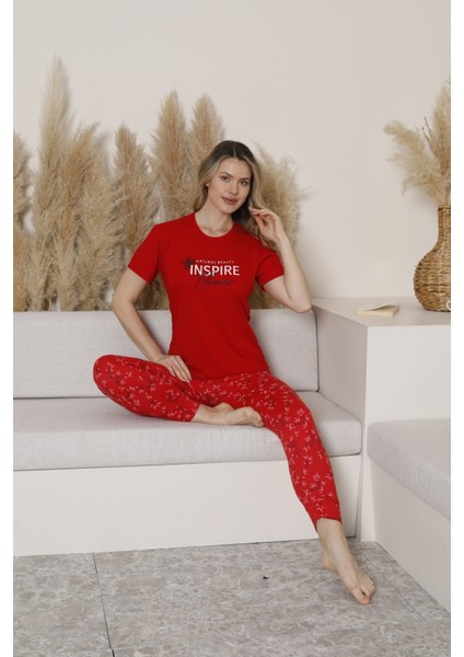 Yazlık Suprem Sarmaşık Desen Kadın Pijama Takım modelleri
