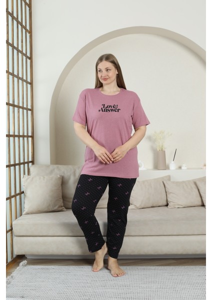 Büyük Beden Kadın Pamuklu Geniş Pijama Takımı Alt Baskılı fiyatları
