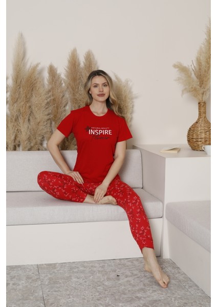 Yazlık Suprem Sarmaşık Desen Kadın Pijama Takım fırsatları
