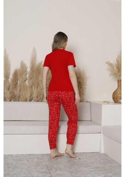 Yazlık Suprem Sarmaşık Desen Kadın Pijama Takım